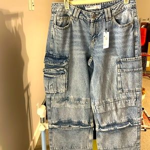 NWT cargo denim jeans